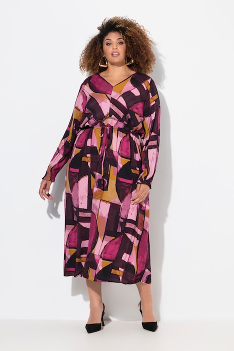 Geometric Print Long Sleeve Dress