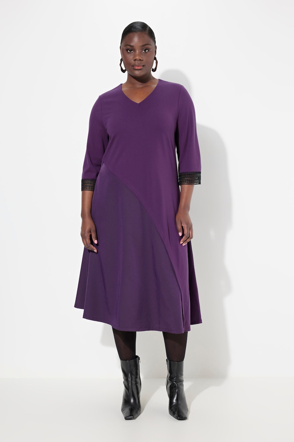 Große Größen Punto-Kleid, Damen, lila, Größe: 42/44, Synthetische Fasern/Viskose/Polyester, Ulla Popken