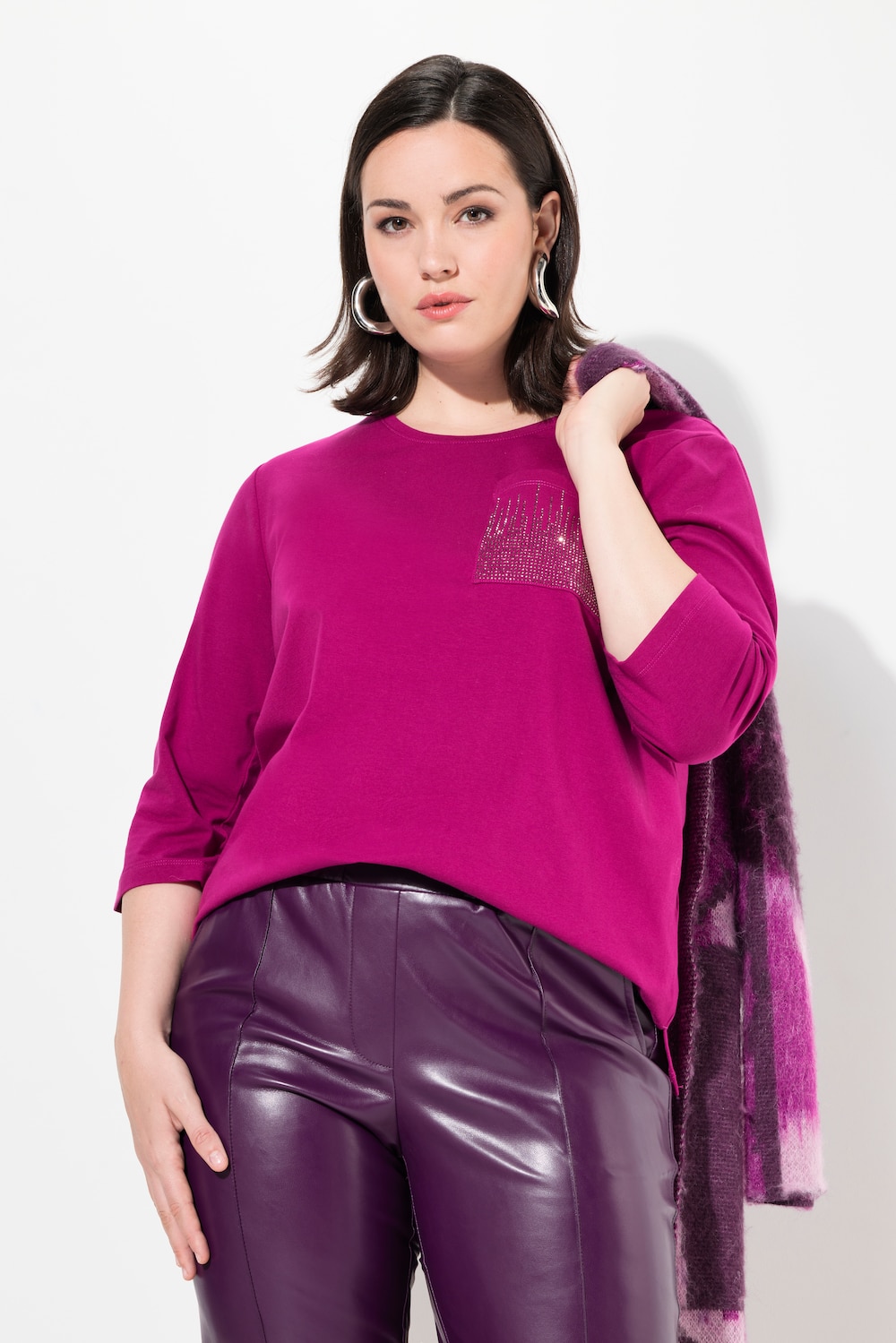 Grote Maten Shirt, Dames, paars, Maat: 62/64, Katoen, Ulla Popken