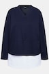 Sweatshirt, blouse inzetstuk, V-hals, lange mouwen