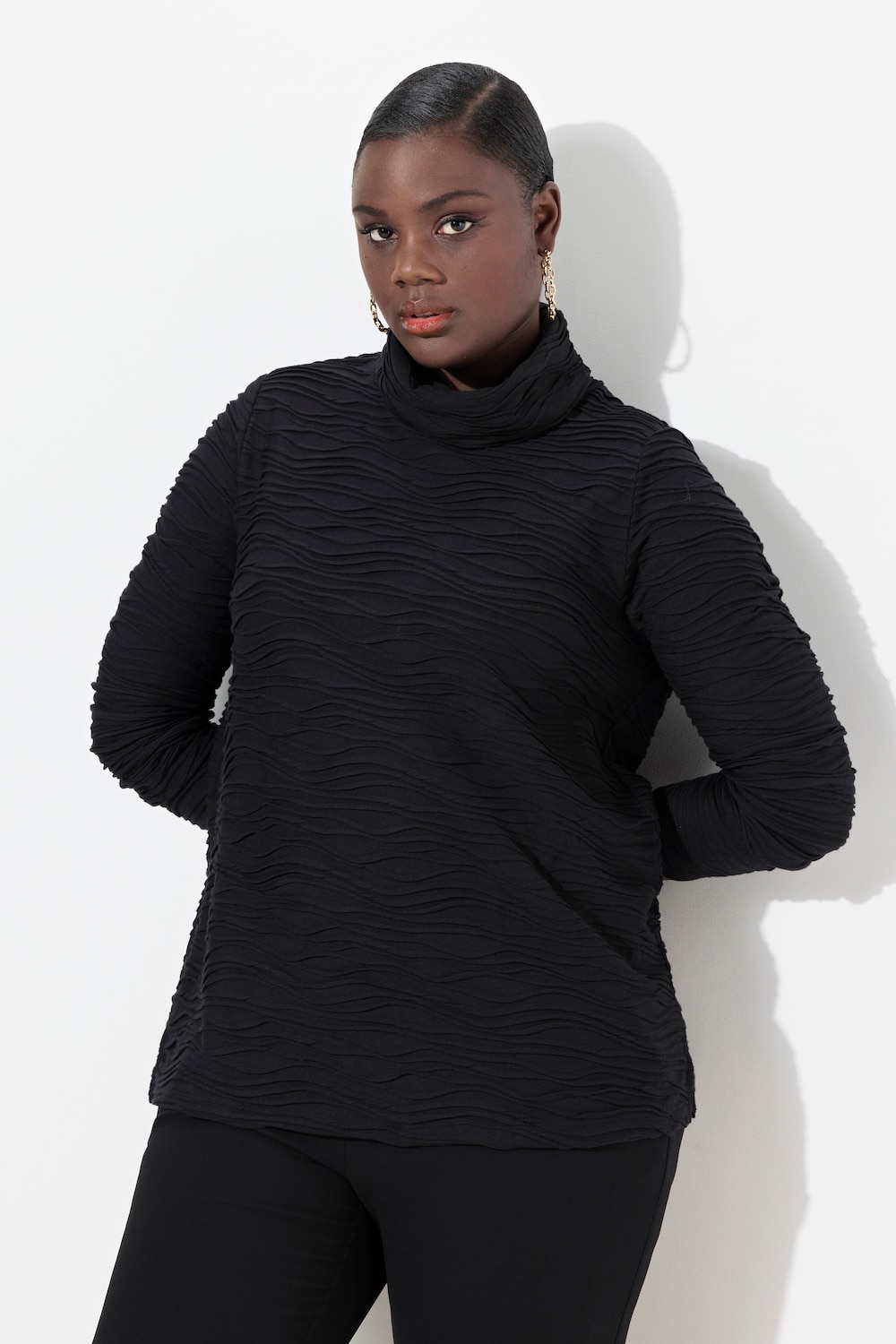 Große Größen Shirt, Damen, schwarz, Größe: 46/48, Baumwolle/Synthetische Fasern, Ulla Popken