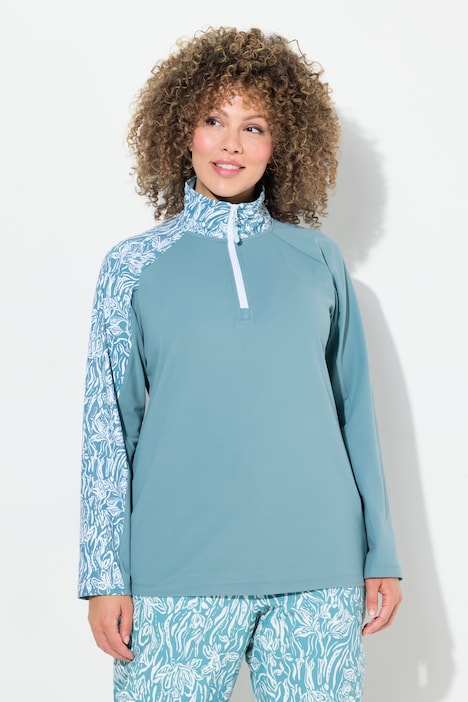 Floral Detail Troyer Collar Thermal Tee