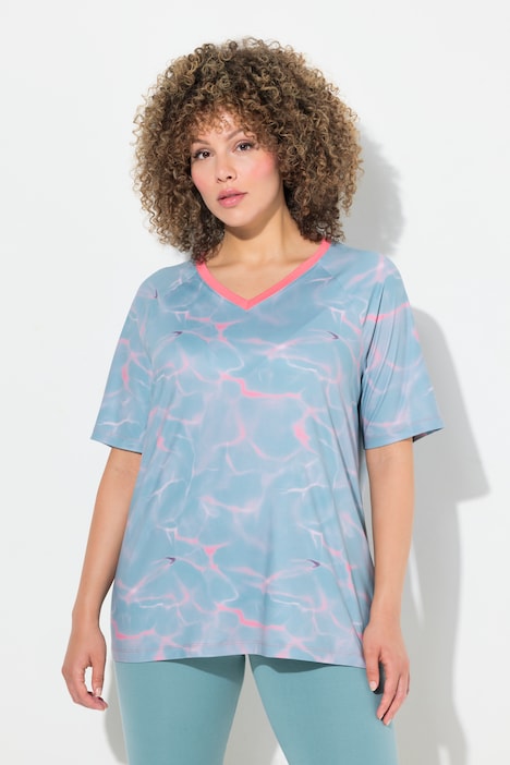 Quick Drying Short Sleeve Wavy Print Tee