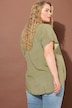 Skjortebluse, oversized, minimnalprint, V-udskæring