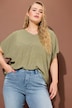 Skjortebluse, oversized, minimnalprint, V-udskæring