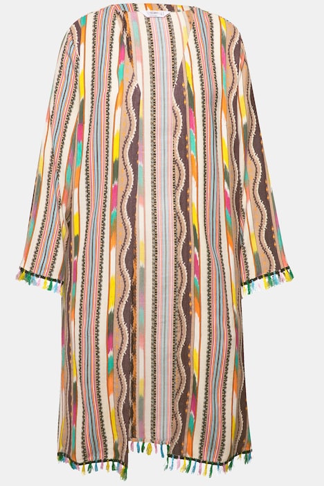 Patterned Loose Fit Open Front Kimono