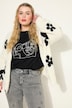 Strickjacke, Oversize Shape, Flowers, Langarm