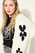 Strickjacke, Oversize Shape, Flowers, Langarm