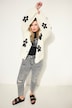 Strickjacke, Oversize Shape, Flowers, Langarm