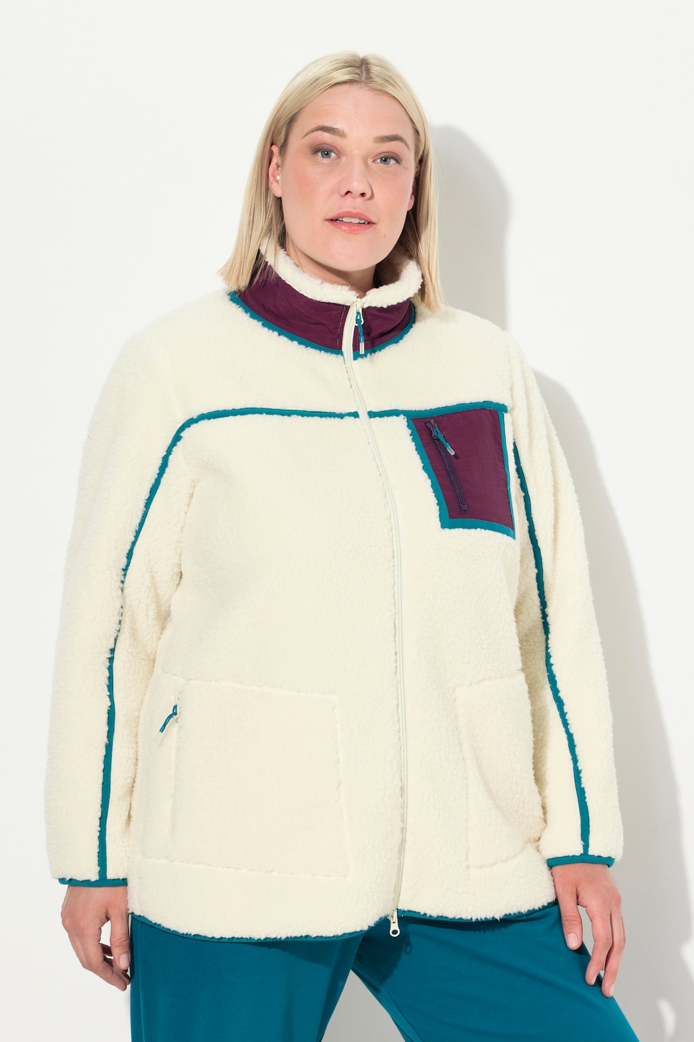 Große Größen Teddy-Fleecejacke, Damen, gelb, Größe: 46/48, Polyester, Ulla Popken