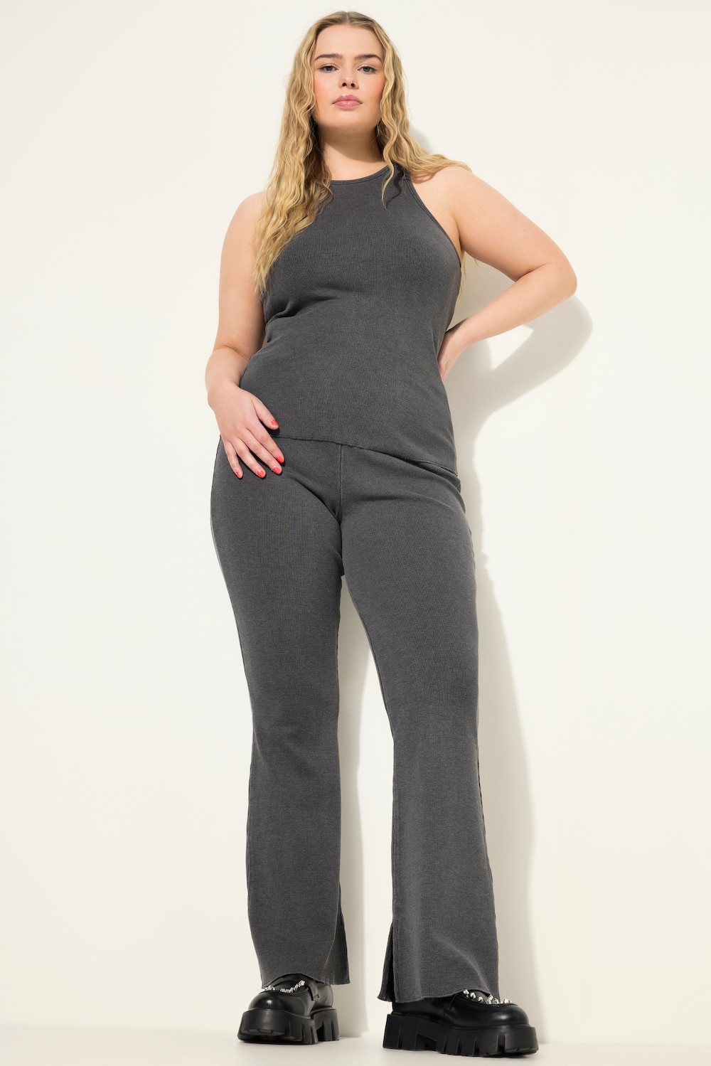 Große Größen Schlaghose, Damen, grün, Größe: 42/44, Baumwolle/Polyester, Studio Untold