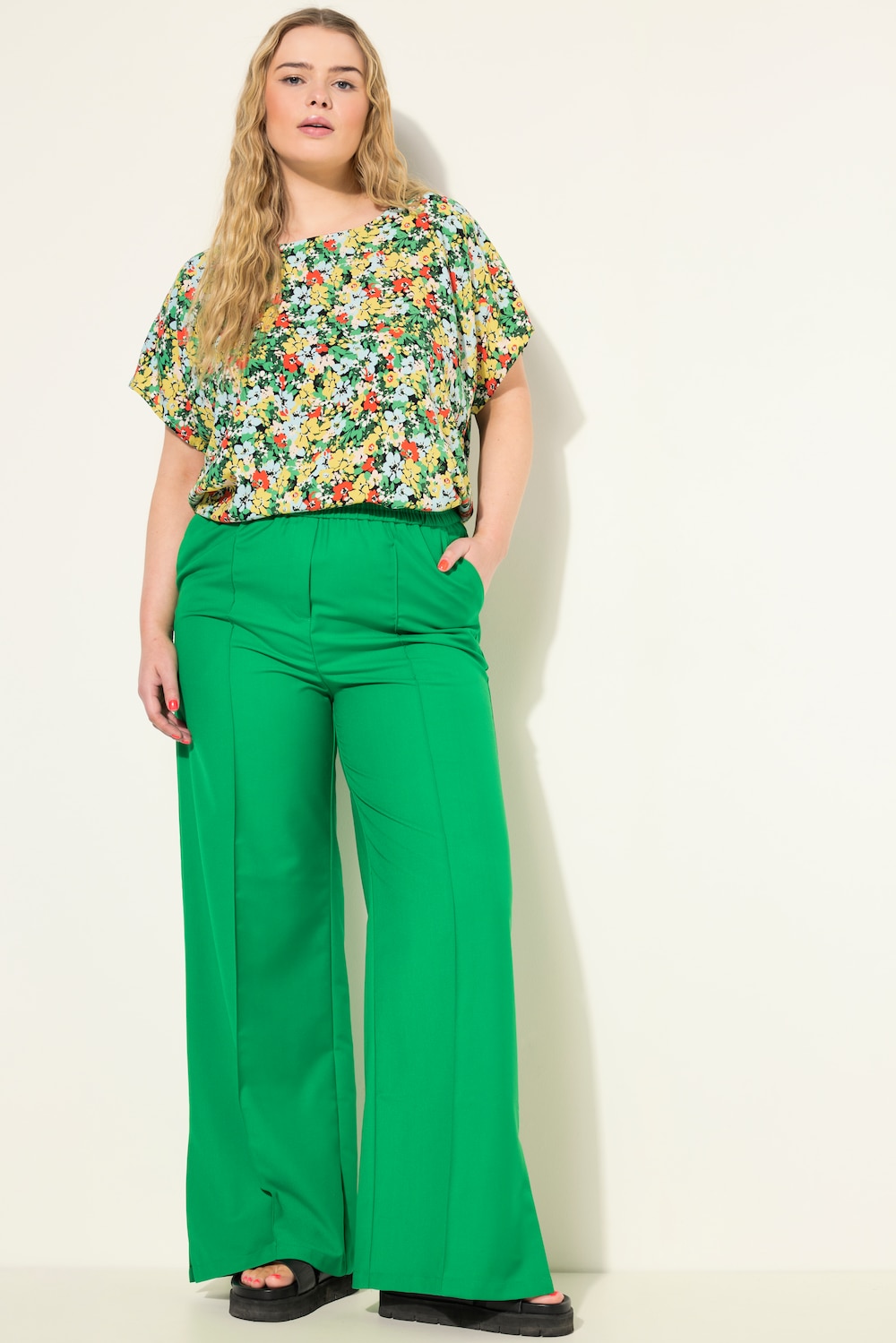 Große Größen Hose, Damen, grün, Größe: 58/60, Polyester/Viskose, Studio Untold