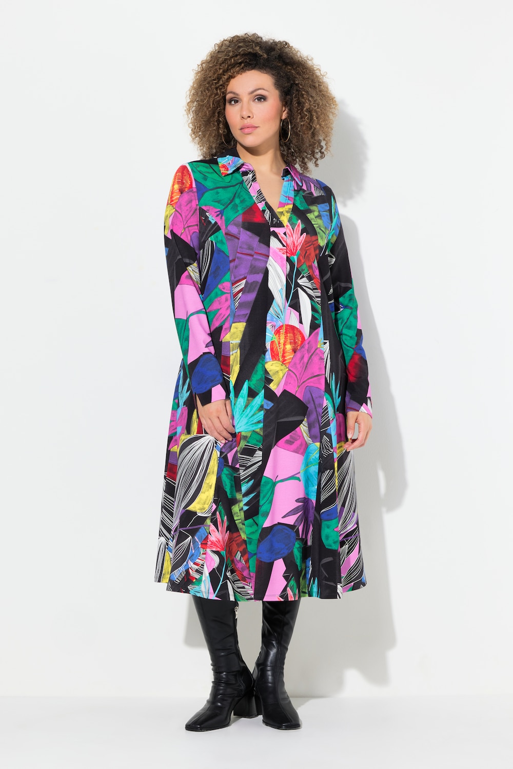 Thumbnail - Große Größen Jerseykleid, Damen, schwarz, Größe: 58/60, Viskose/Synthetische Fasern, Ulla Popken