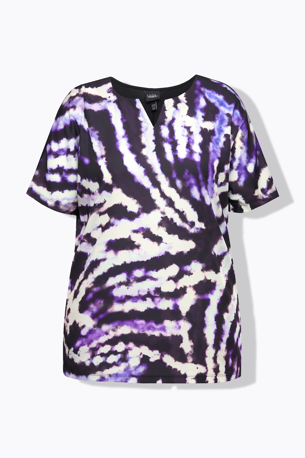 Stora storlekar Vävd topp med batikprint, Dam, svart, storlek: 42/44, Polyester/Viskos, Ulla Popken