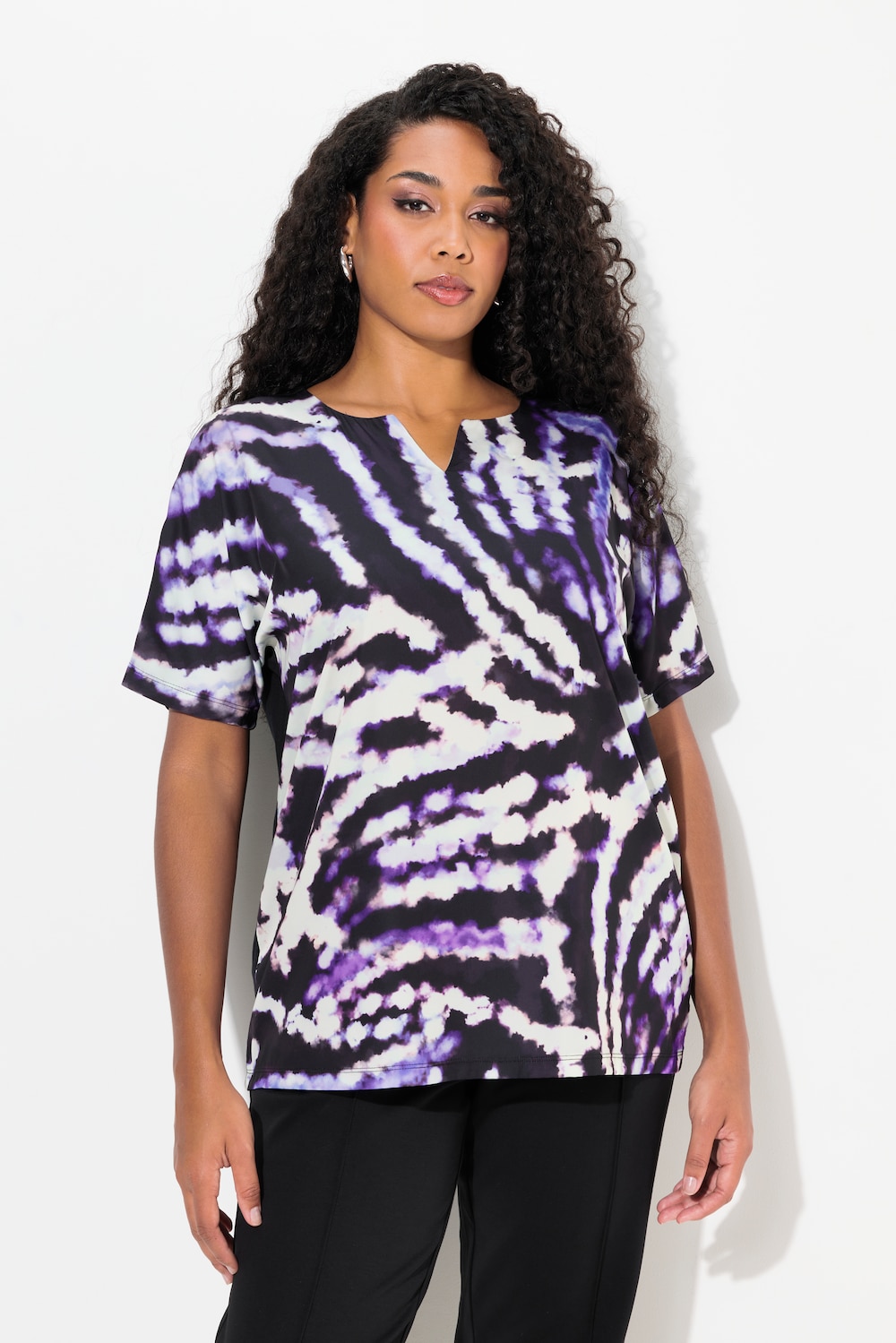 Große Größen Blusenshirt, Damen, schwarz, Größe: 42/44, Polyester/Viskose, Ulla Popken