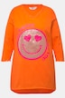 Camiseta, forma en A, emoticono de lentejuelas, escote de pico, manga 3/4