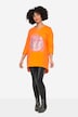Camiseta, forma en A, emoticono de lentejuelas, escote de pico, manga 3/4