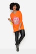 Camiseta, forma en A, emoticono de lentejuelas, escote de pico, manga 3/4
