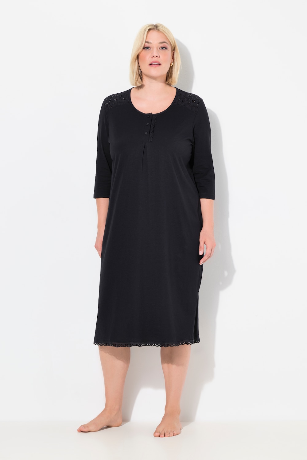 Große Größen Nachthemd, Damen, schwarz, Größe: 54/56, Baumwolle, Ulla Popken