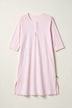 Chemise de nuit à col rond et manches 3/4, broderie ajourée et pli décoratif