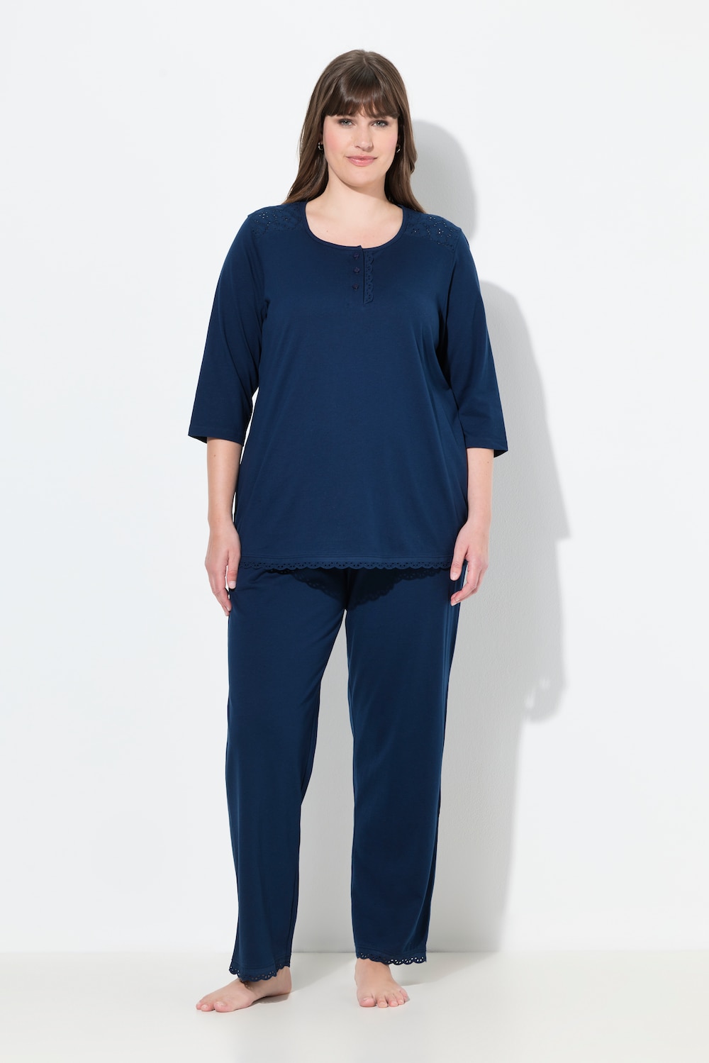 Große Größen Pyjama, Damen, blau, Größe: 54/56, Baumwolle, Ulla Popken