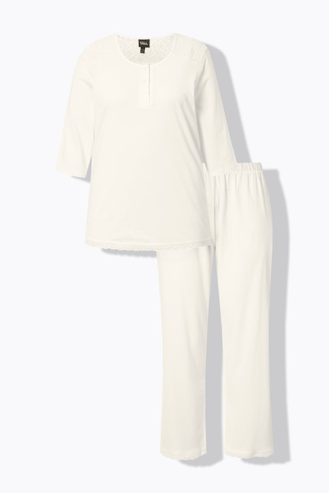 Broderie Anglaise Detail Pajama Set