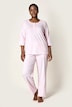 Pyjama à col rond et manches 3/4, broderie ajourée et pli décoratif