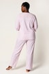 Pyjama à col rond et manches 3/4, broderie ajourée et pli décoratif