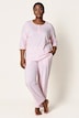 Pyjama à col rond et manches 3/4, broderie ajourée et pli décoratif