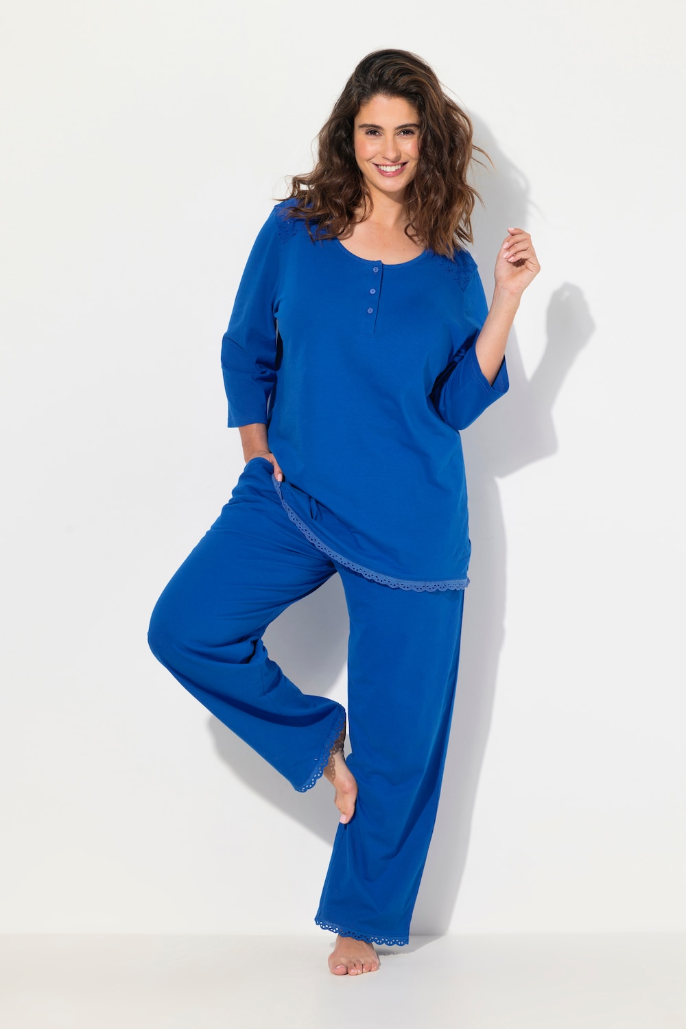 Große Größen Pyjama, Damen, blau, Größe: 62/64, Baumwolle, Ulla Popken