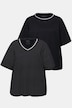 Pyjama-Shirts, 2er-Pack, Punkte/uni, Halbarm