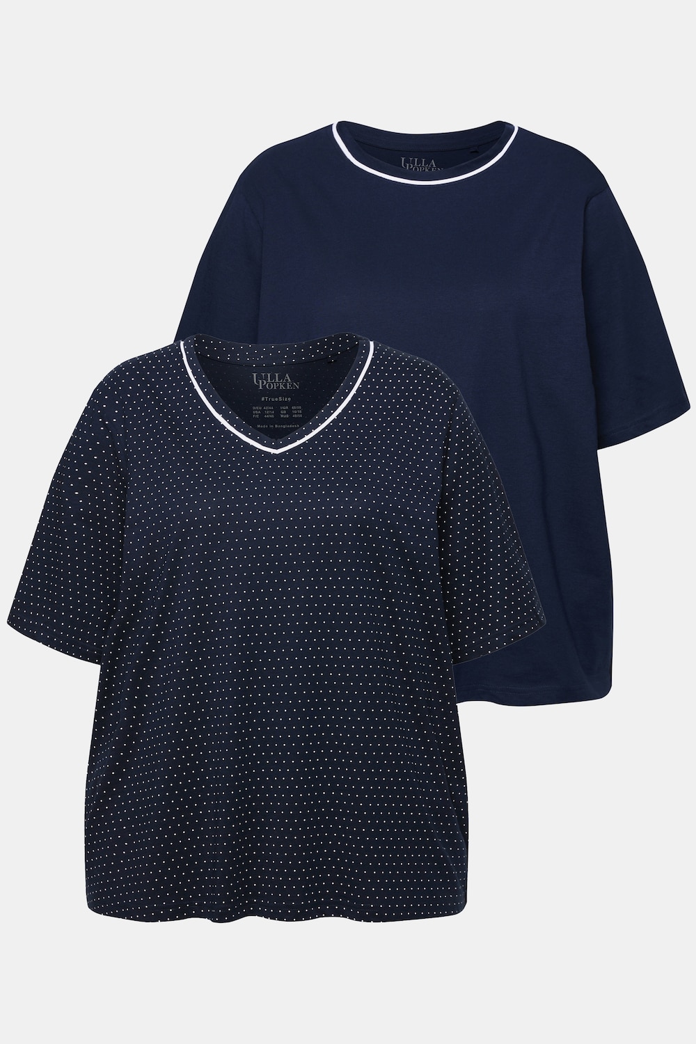 Große Größen Pyjama-Shirts, Damen, blau, Größe: 42/44, Baumwolle, Ulla Popken