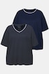 Camisetas de pijama, 2 unidades, lunares/lisa, media manga