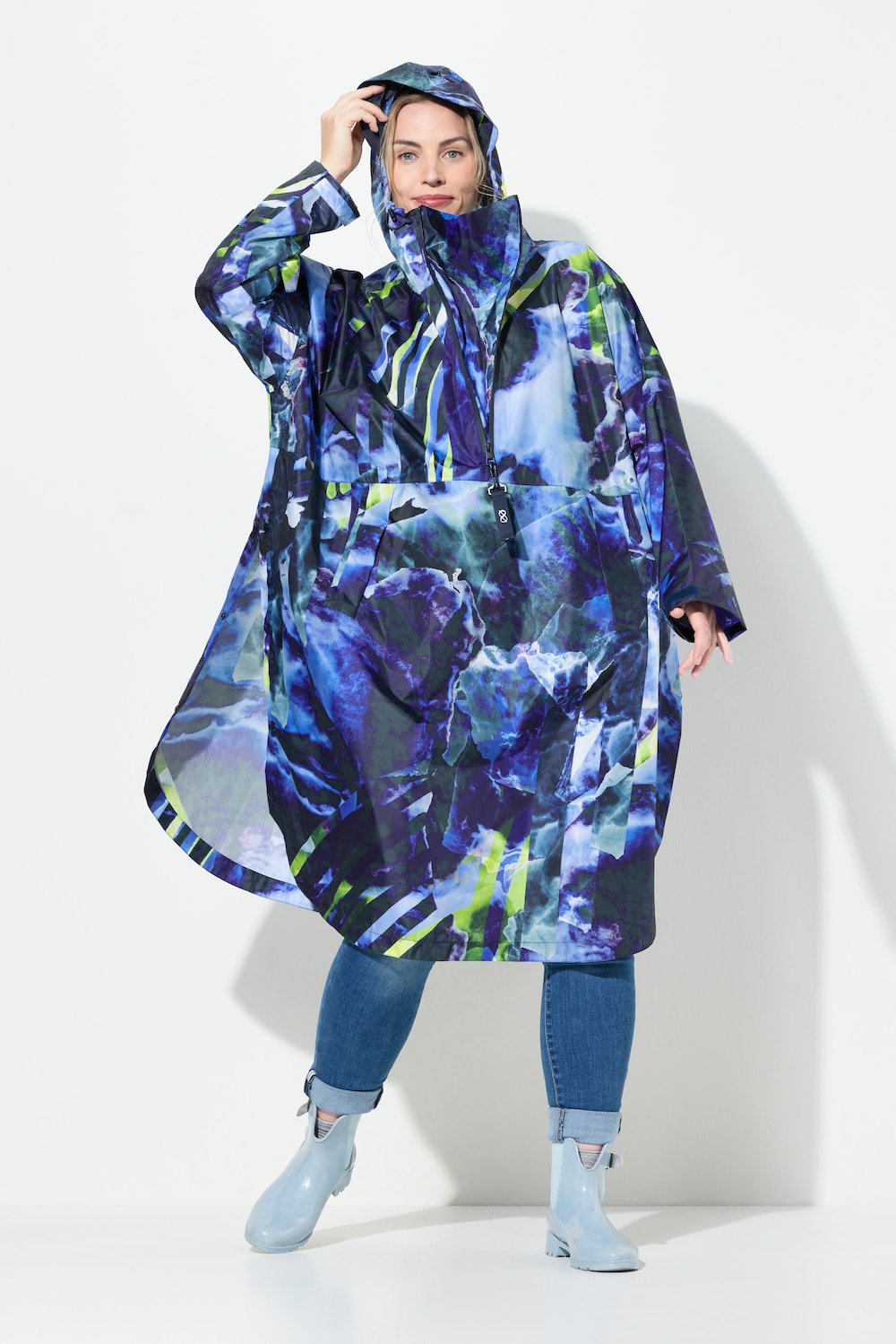 Große Größen Funktions-Regencape, Damen, blau, Größe: One Size, Polyester, LAURASON