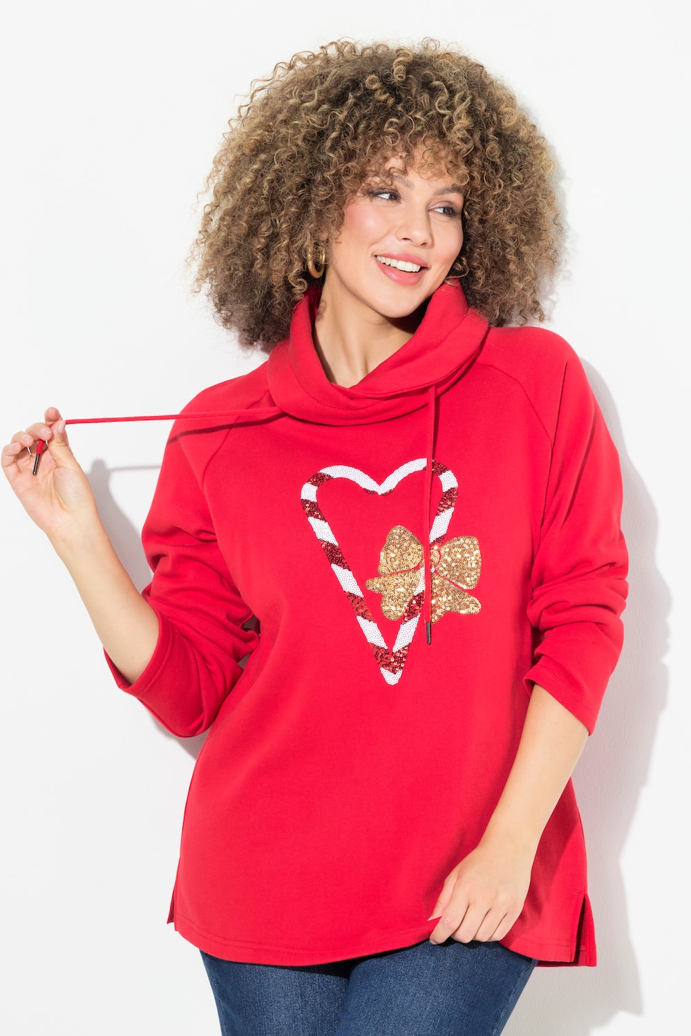 Große Größen Sweatshirt, Damen, rot, Größe: 46/48, Baumwolle/Polyester, Ulla Popken