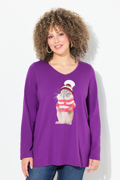 Christmas Squirrel Long Sleeve Graphic Tee