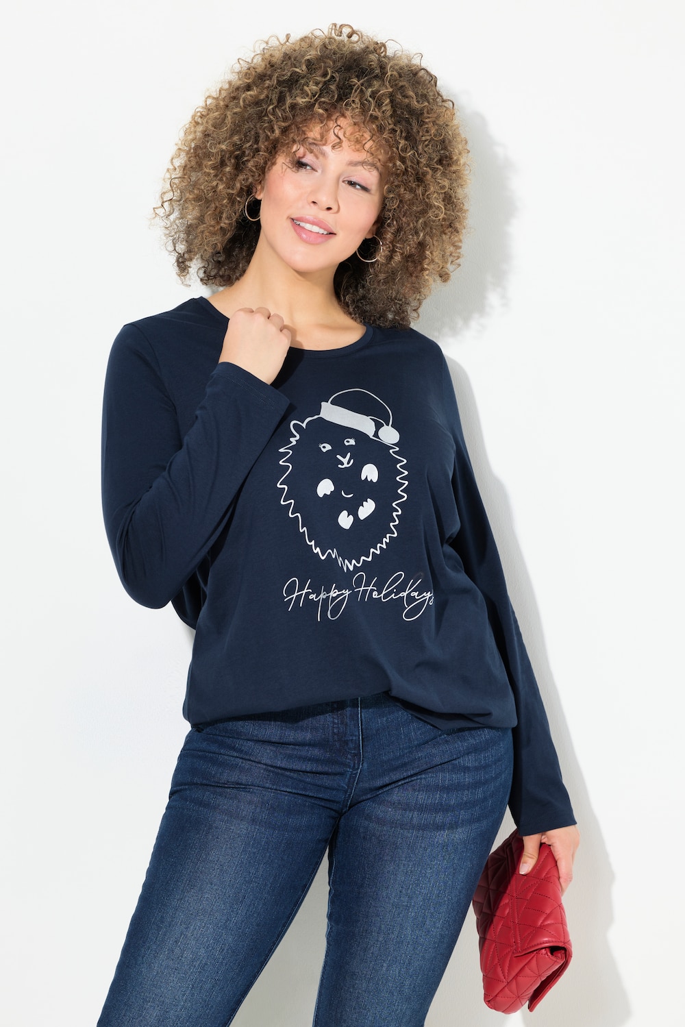 Große Größen Weihnachtsshirt, Damen, blau, Größe: 50/52, Baumwolle, Ulla Popken