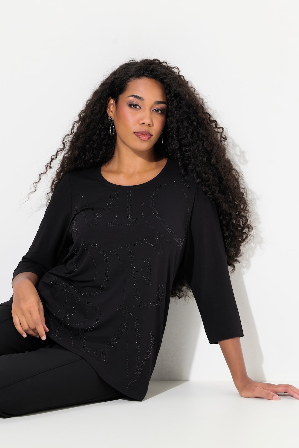 Große Größen Shirt, Damen, schwarz, Größe: 46/48, Viskose, Ulla Popken