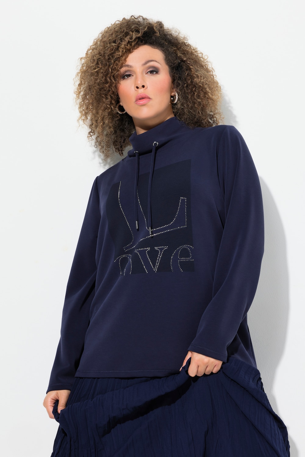 Große Größen Sweatshirt, Damen, blau, Größe: 46/48, Synthetische Fasern/Polyester, Ulla Popken