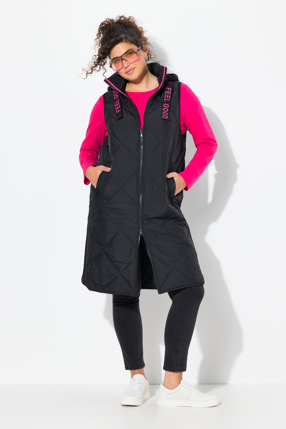 Große Größen Steppweste, Damen, schwarz, Größe: 42/44, Polyester/Synthetische Fasern, Ulla Popken