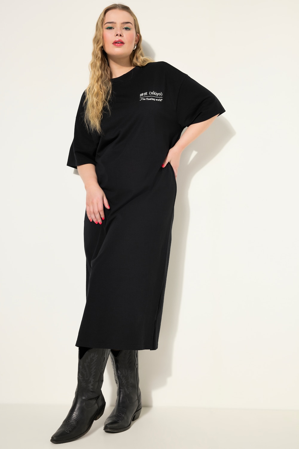 Große Größen Maxikleid, Damen, schwarz, Größe: 42/44, Baumwolle, Studio Untold