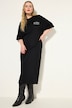 Maxi-jurk, oversized, jersey, statement op de achterkant