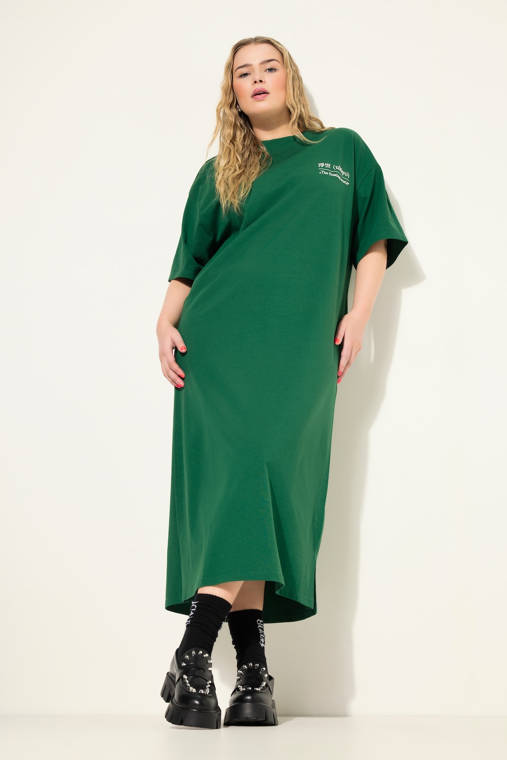 Große Größen Maxikleid, Damen, grün, Größe: 50/52, Baumwolle, Studio Untold