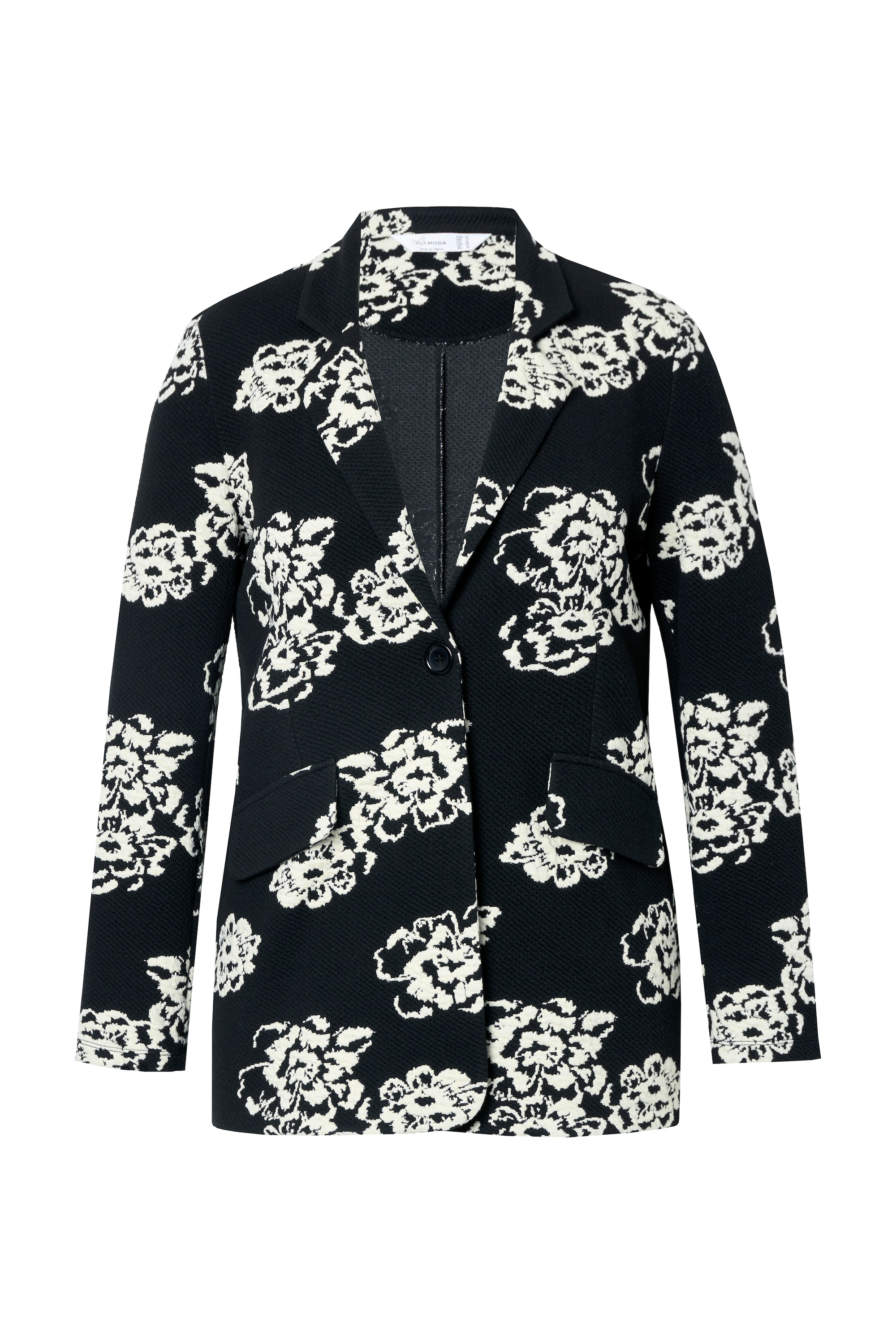 MIAMODA Damen große Größen Jersey Blazer schmale Form Jacquard Blumenmuster