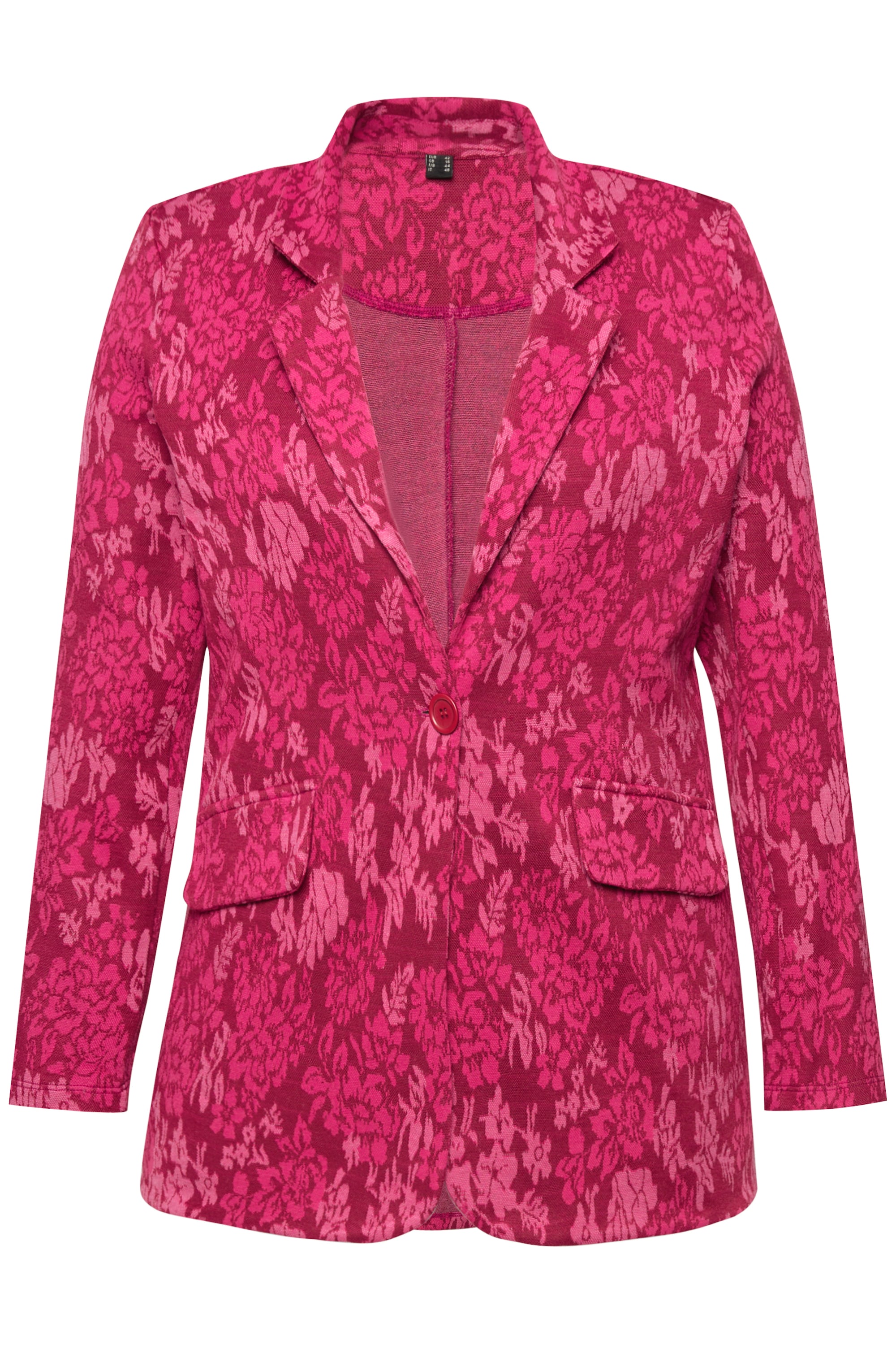 MIAMODA Damen große Größen Jersey Blazer schmale Form Jacquard Blumenmuster