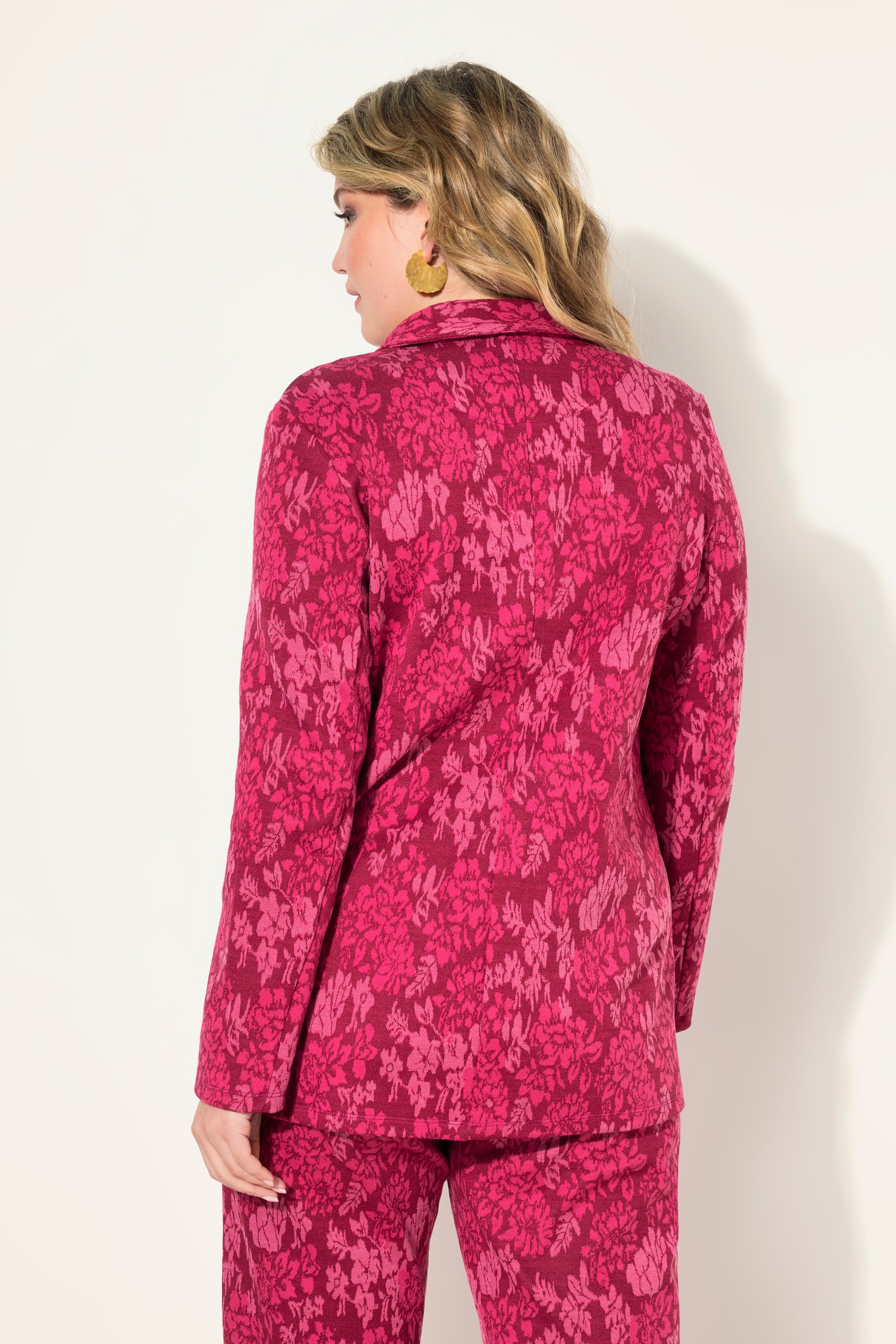 MIAMODA Damen große Größen Jersey Blazer schmale Form Jacquard Blumenmuster