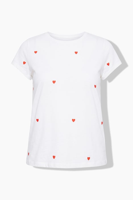 T-shirt, ronde hals, hartjes