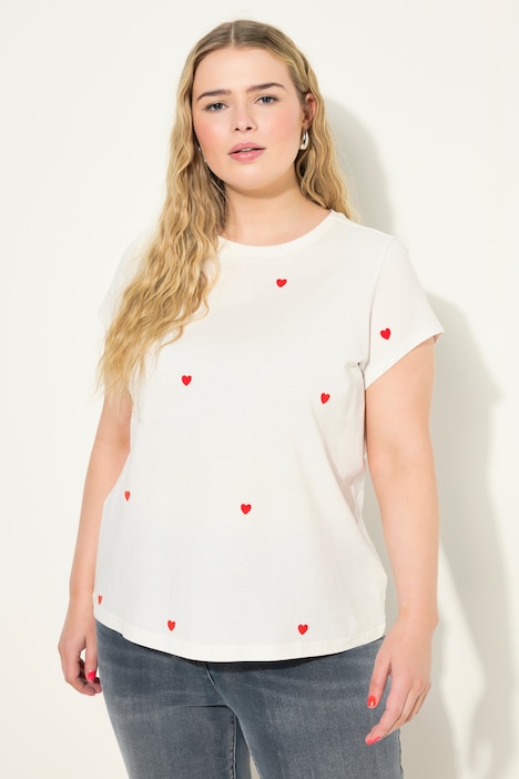 Heart Print Cap Sleeve Tee