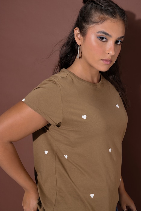 T-shirt, ronde hals, hartjes
