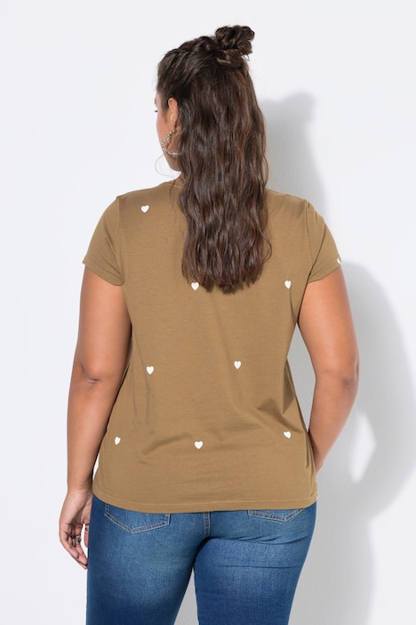 T-shirt, ronde hals, hartjes
